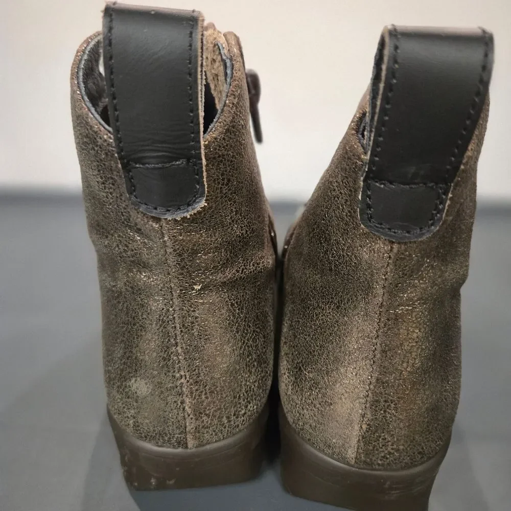 Naot Black and Brown Leather Ankle Boots
